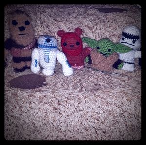 Baby Yoda, Ewok, Chewbacca, R2D2, Storm Trooper